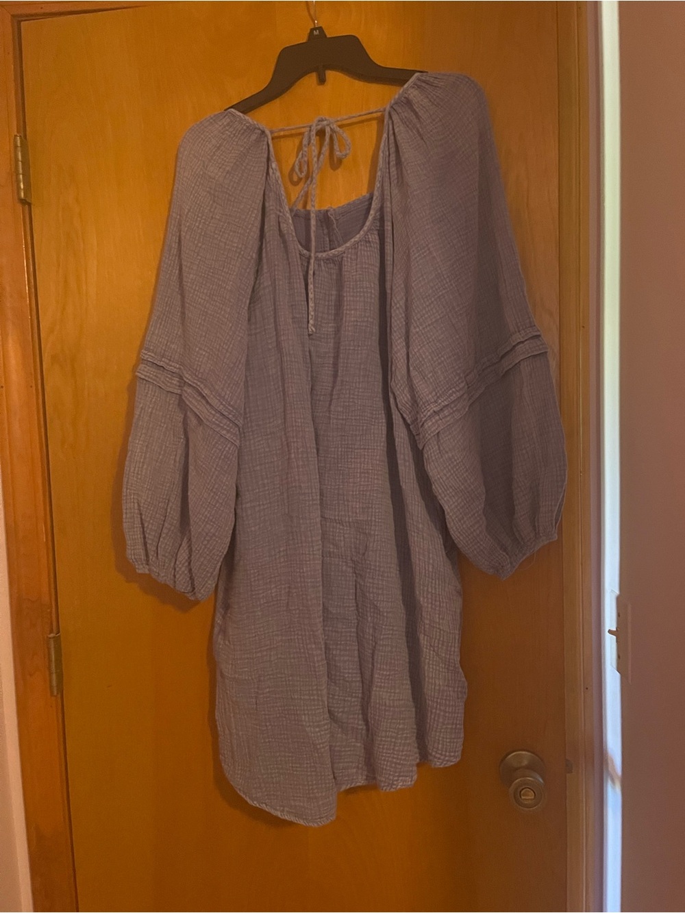 Three Bird Nest Puff-Sleeve Square-Neck Mini Dress - Picture 5 of 7